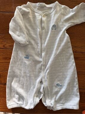 Magnolia Baby White & Light Blue Striped Baby Sleeper Converter with Car Motifs